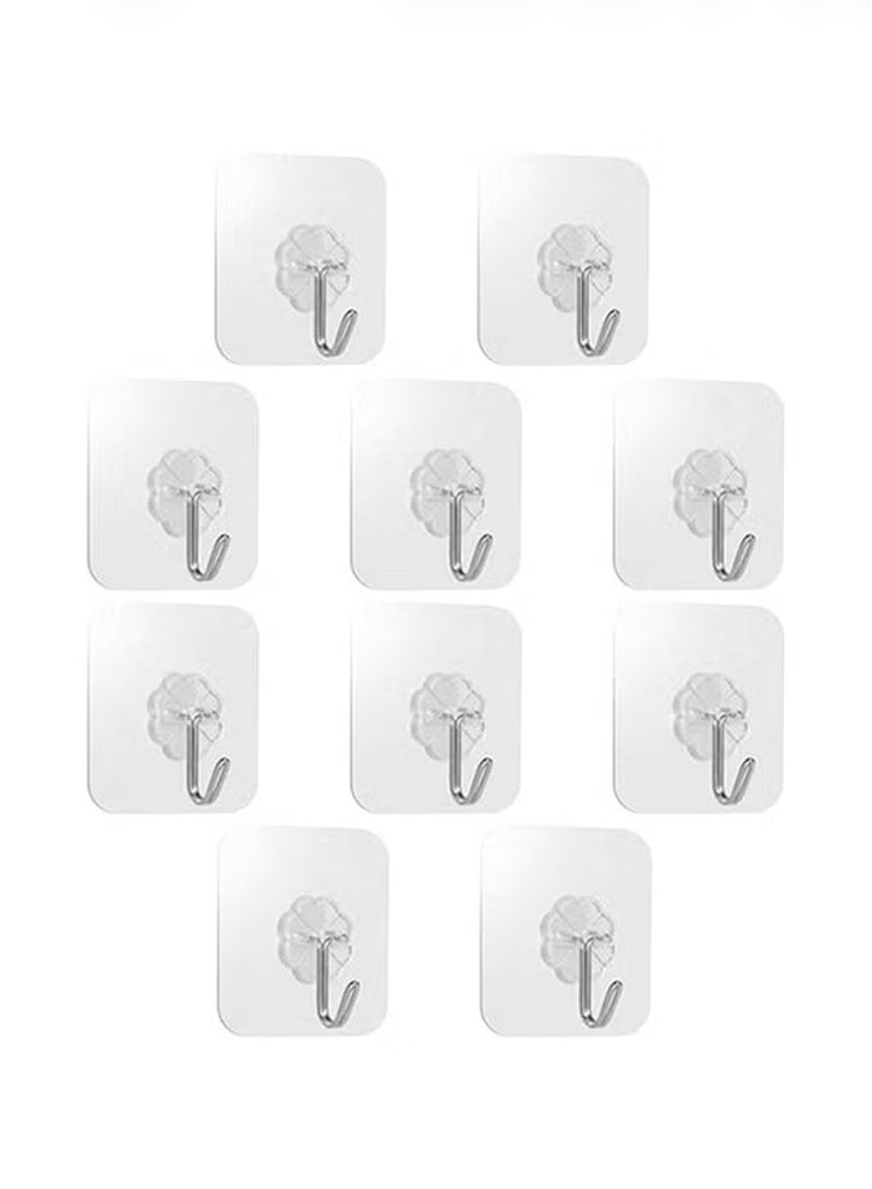 10 Pieces Wall Hooks Self Adhesive Sticker Hanger Transparent, Seamless Hook, Waterproof Bathroom, Outdoor, Home Improvement Utility, Kitchen Heavy Duty Self-Adhesive Hook. - Image 1